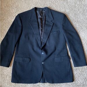Bill Blass Blazer Camel Hair 48R Black Sport Coat Jacket 2 Button USA Vintage